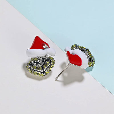 Christmas Hat Heart Peridot Necklace & Earrings