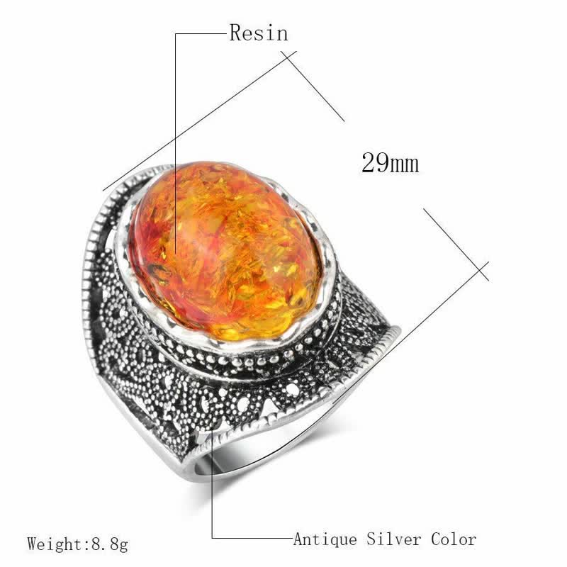 Antique Silver Plated Amber Ring