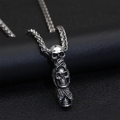 Speak No Evil, Hear No Evil, See No Evil Skulls Necklace