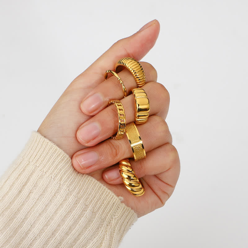 Women's 18K Gold Plated Twisted Croissant Ring