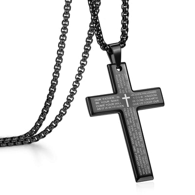 FREE Today: Men's Cross Necklace with Lord's Prayer