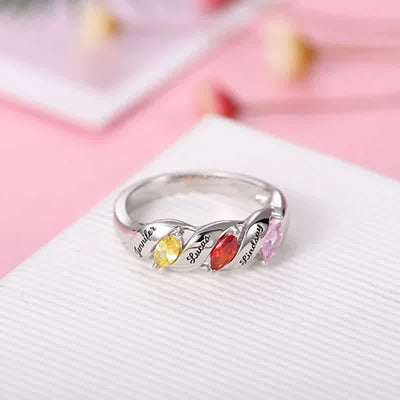 Olivenorma Memory Personalized and Engraved Birthstones Ring