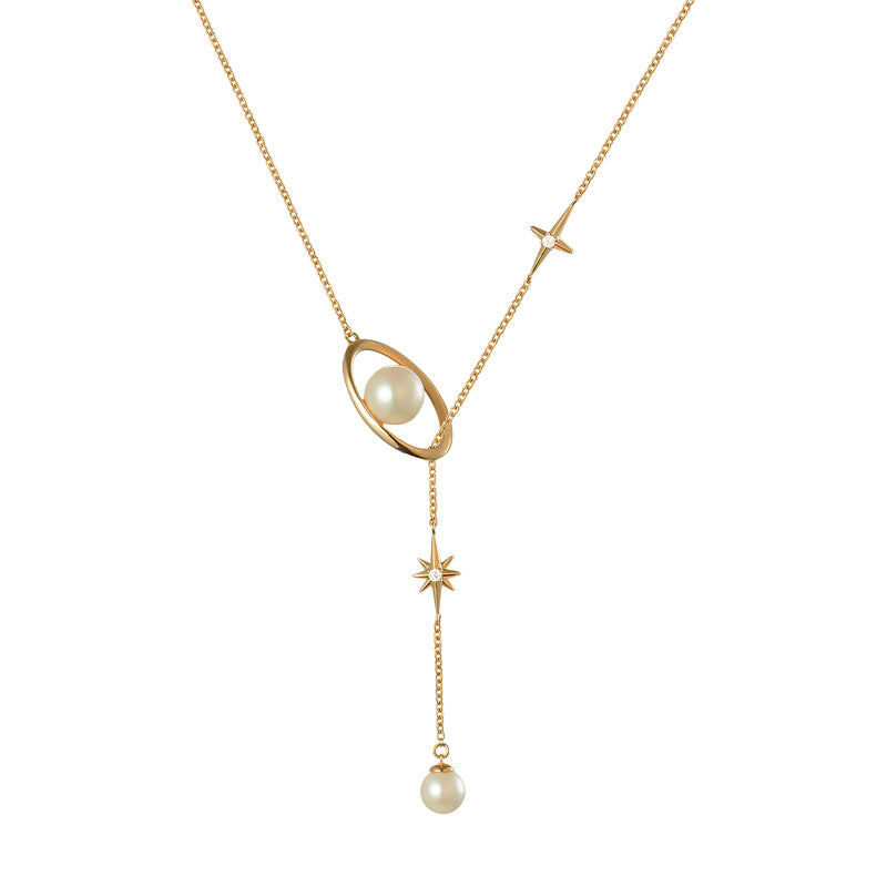 Small Pearl Star Design Necklace
