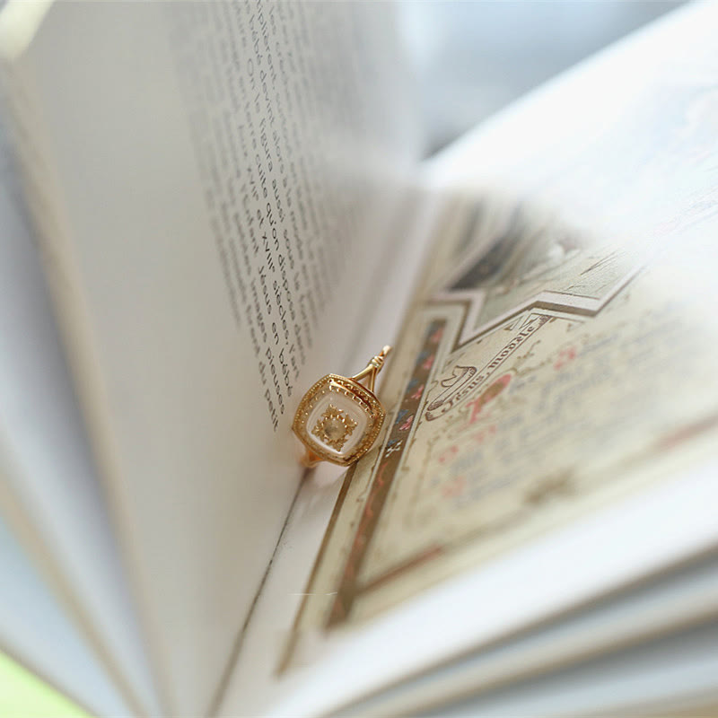 Olivenorma Square Clear Quartz Vintage Ring