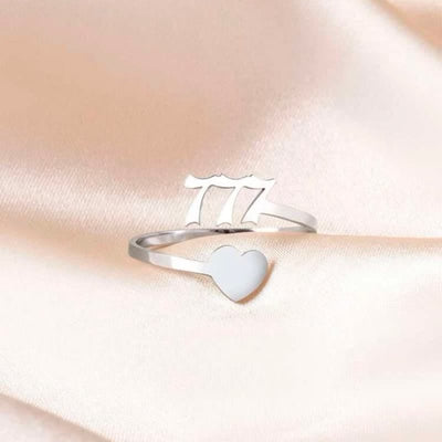 Heart Angel Number Adjustable Ring