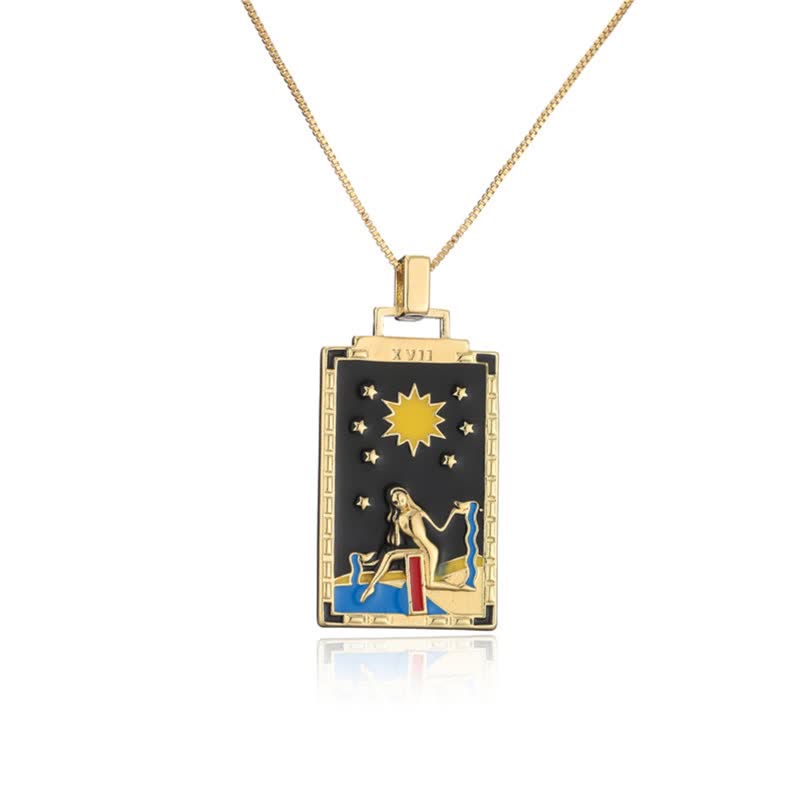 Olivenorma Moon Star Tarot Card Necklace