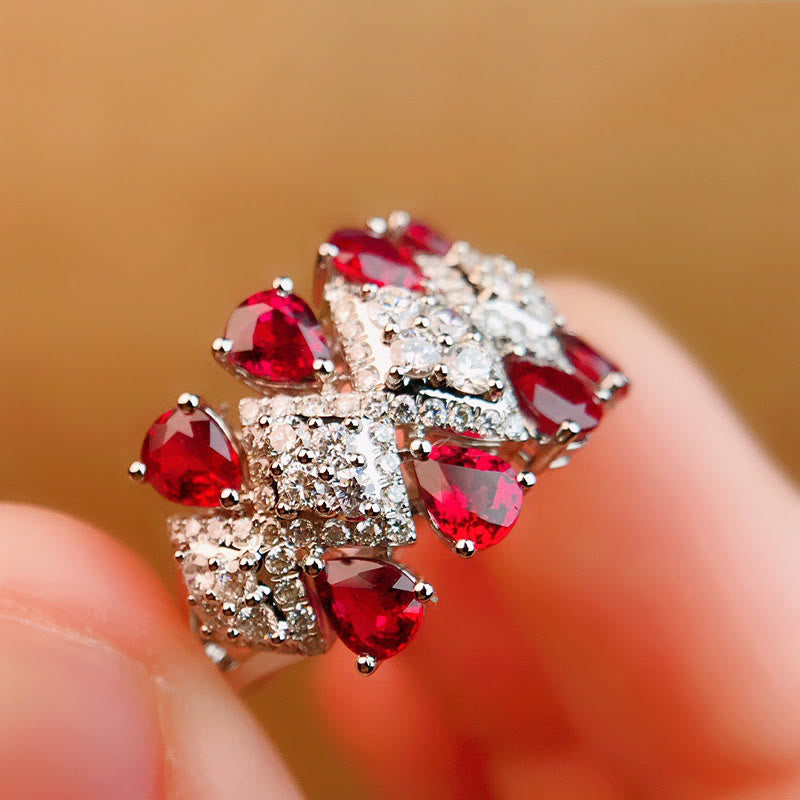 Luxury Ruby With Diamond Ring