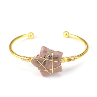 Olivenorma Gold Wire Wrapped Star Shape Gemstone Bracelet