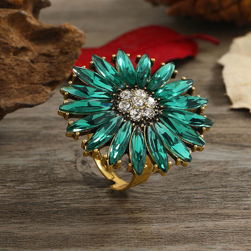 Retro Creative Exaggerated Sunflower Ring