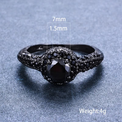 Women's Black Cubic Zircon Halo Ring