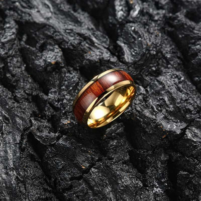 Olivenorma Koa Wood and Abalone Shell Tungsten Carbide Ring