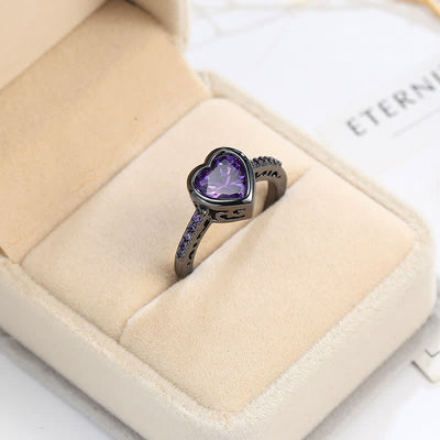 “To Meet" - Retro Black Heart Amethyst Ring