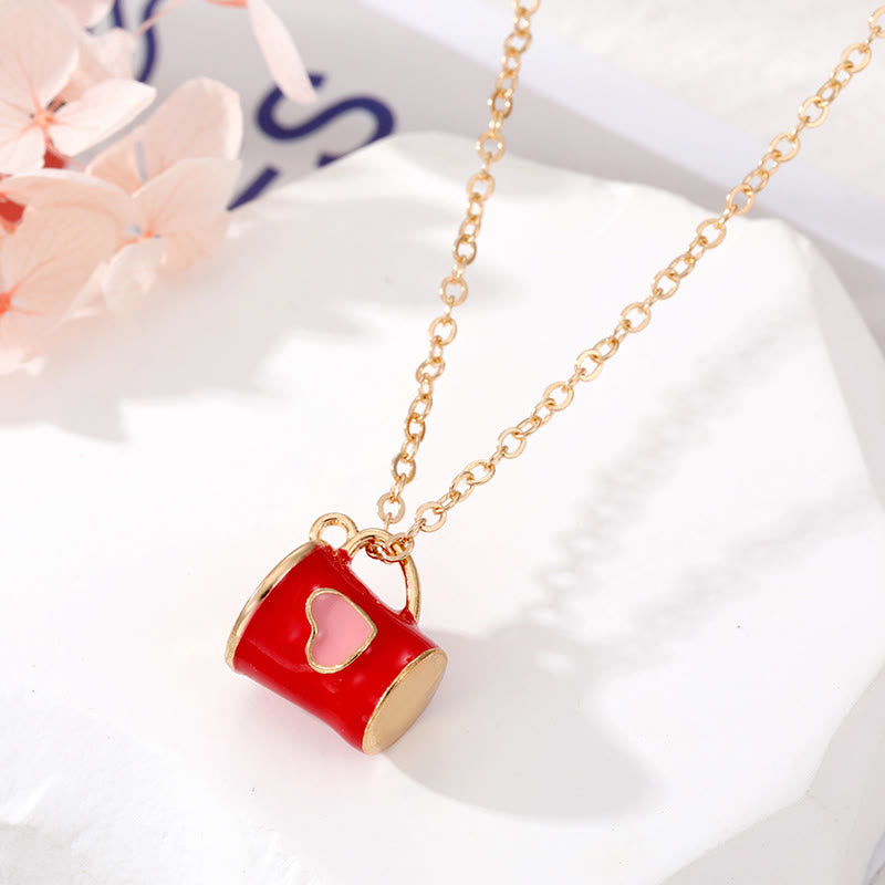 Creative Cute Colorful Heart Cup Necklace