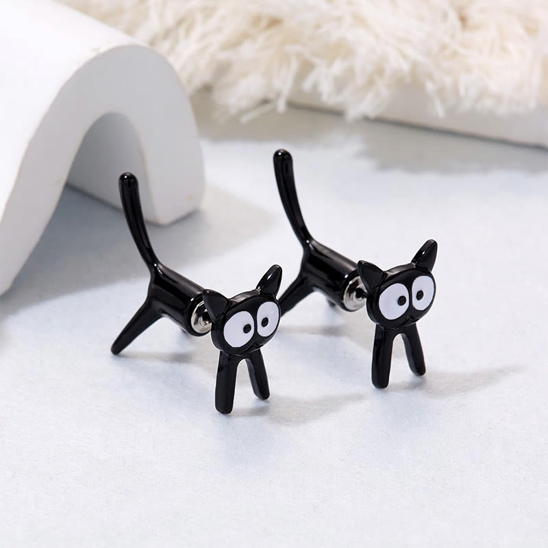 Unique Black White Cute Cat Stud