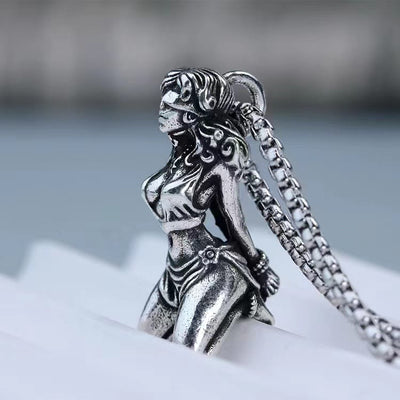 Sterling Silver Suffering Goddess Pendant Necklace