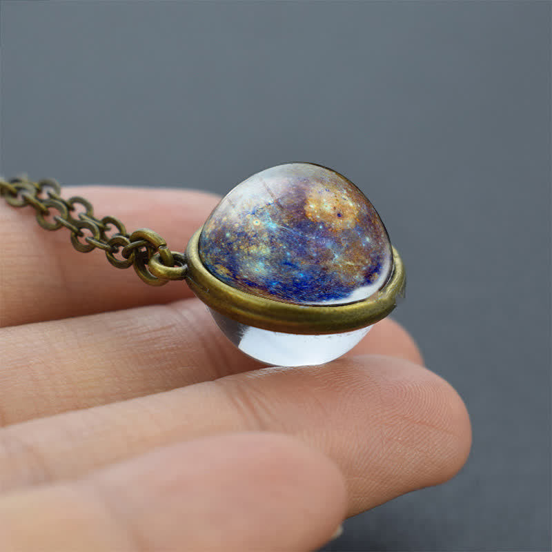 Solar System Double Side Glass Necklace