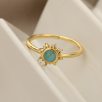 Sun Ring Cat's Eye Stone Adjustable Ring