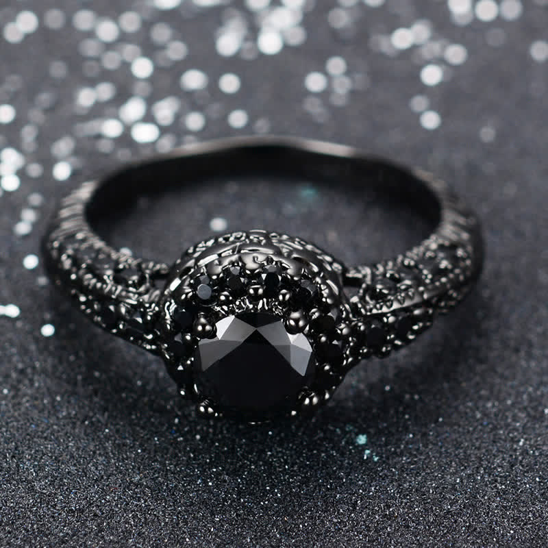 Women's Black Cubic Zircon Halo Ring