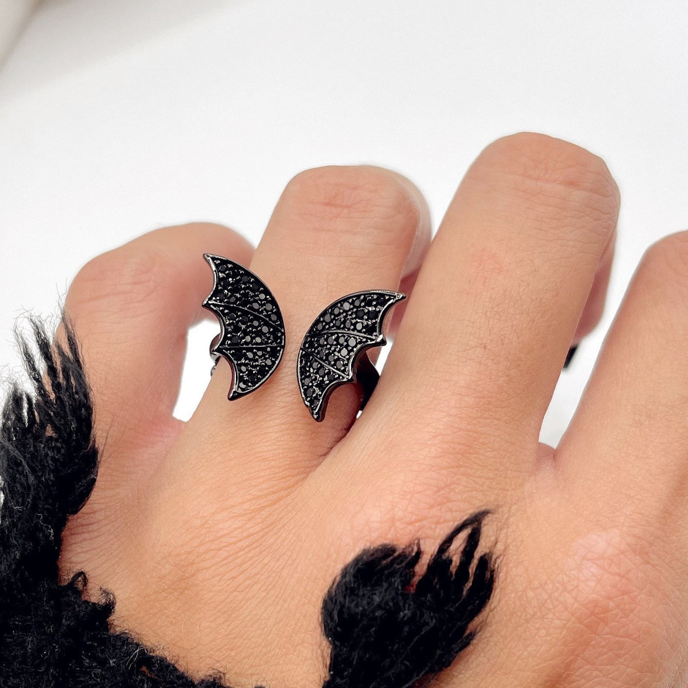 Black Bat Wings Ring