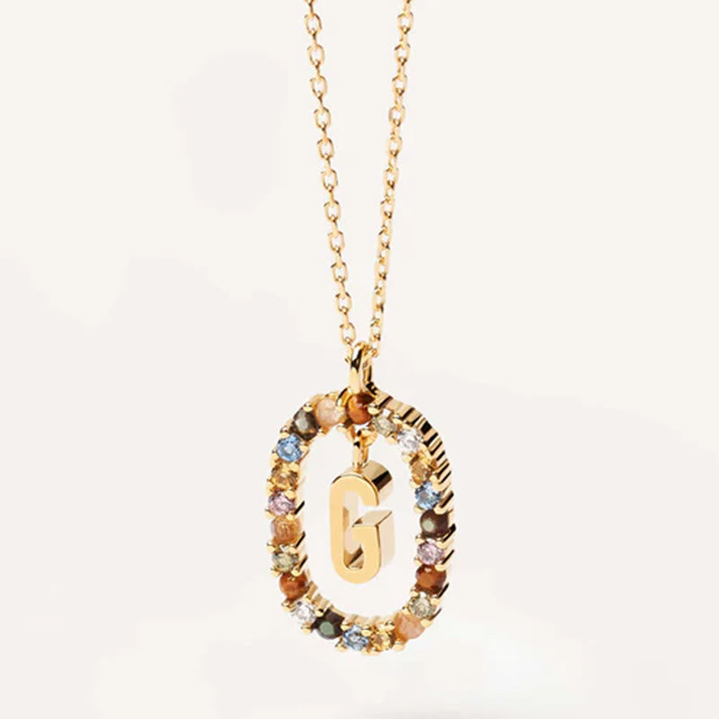 INITIAL LETTER Colourful Zircon Necklace