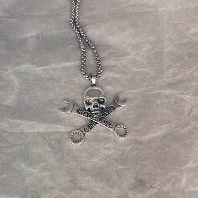 316L Stainless Steel Wrench and Skull Necklace