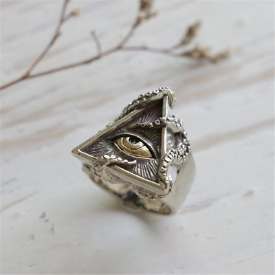 "Protection And Health" Men's Triangle Eye Of Horus Ring