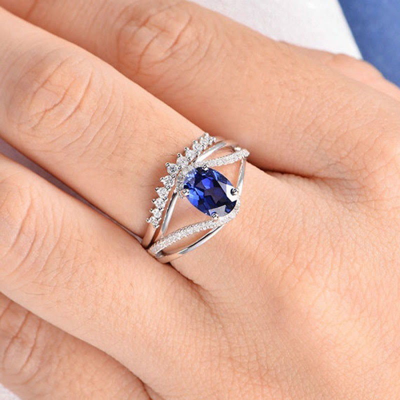 Luxury S925 Silver Sapphire Ring