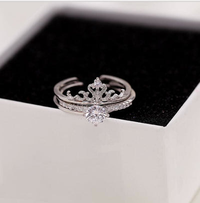 Fashion Two in one Micro-inlaid zircon Crown Ring