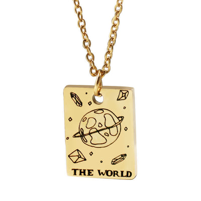 Retro Carve Tarot Card Divination Necklace