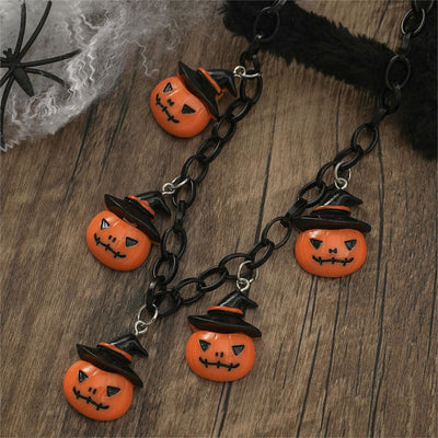 Pumpkin Skull Ghost Witch Hat Halloween Necklace