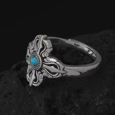 Cross Mongolian Ethnic Turquoise Ring