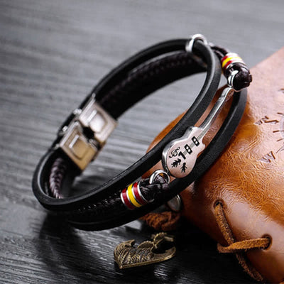 Men's Musician Guitar Leather Bracelet