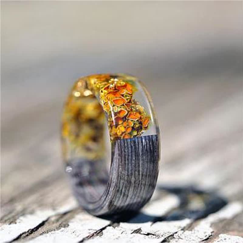 Women's Unique Forest Wooden Resin Ring