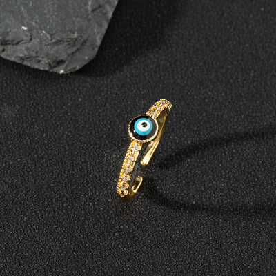 Olivenorma White Zircon Ring Evil Eye Adjustable Ring