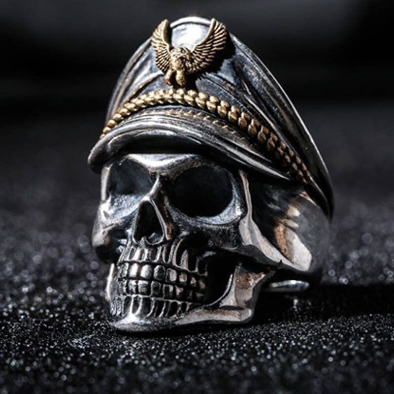 Eagle Captain Hat Skull Creative Ring