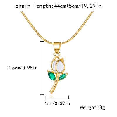 Fashion Colorful Zircon Tulip Necklace