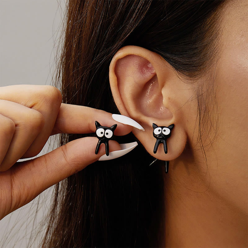 Unique Black White Cute Cat Stud