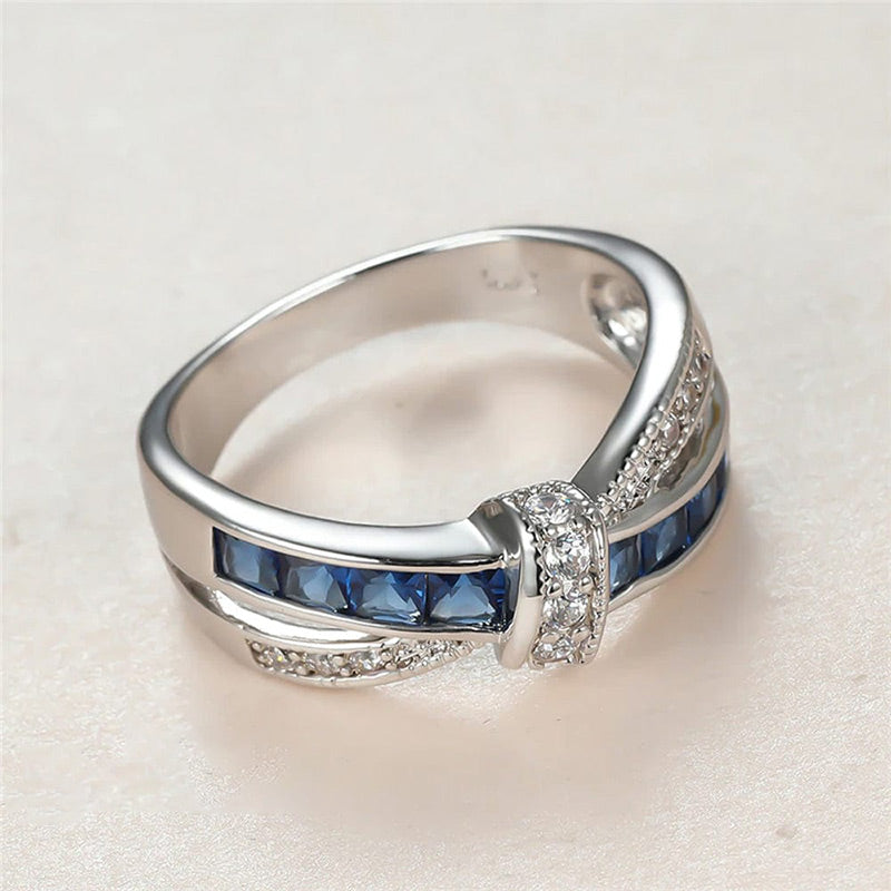 Olivenorma September Birthstone Sapphire Bow-Tie Ring