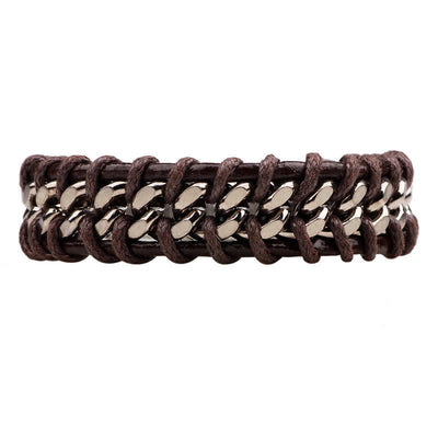 Men's Magnetic Woven Genuine Leather Bracelet