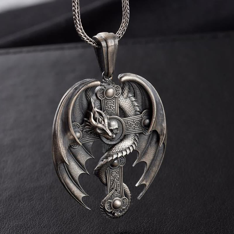 "Faith Energy" - Cross Dragon Skull Retro Necklace