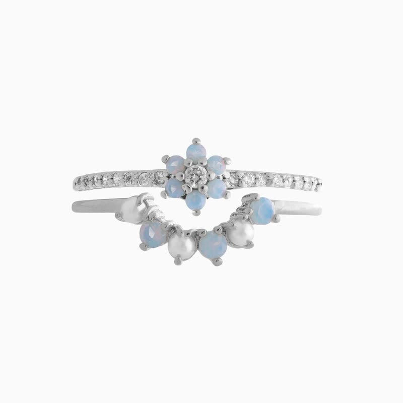 Women's Summer Cool Blue Flower Ring