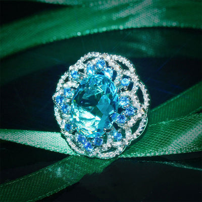 Pure Blue Lotus Topaz Adjustable Ring