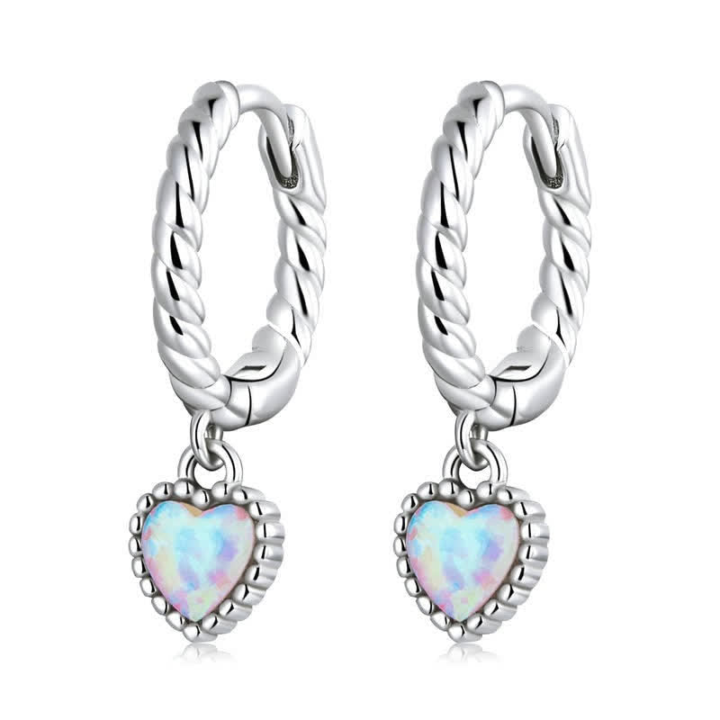 Women's Opal Heart Vintage Twist Earrings