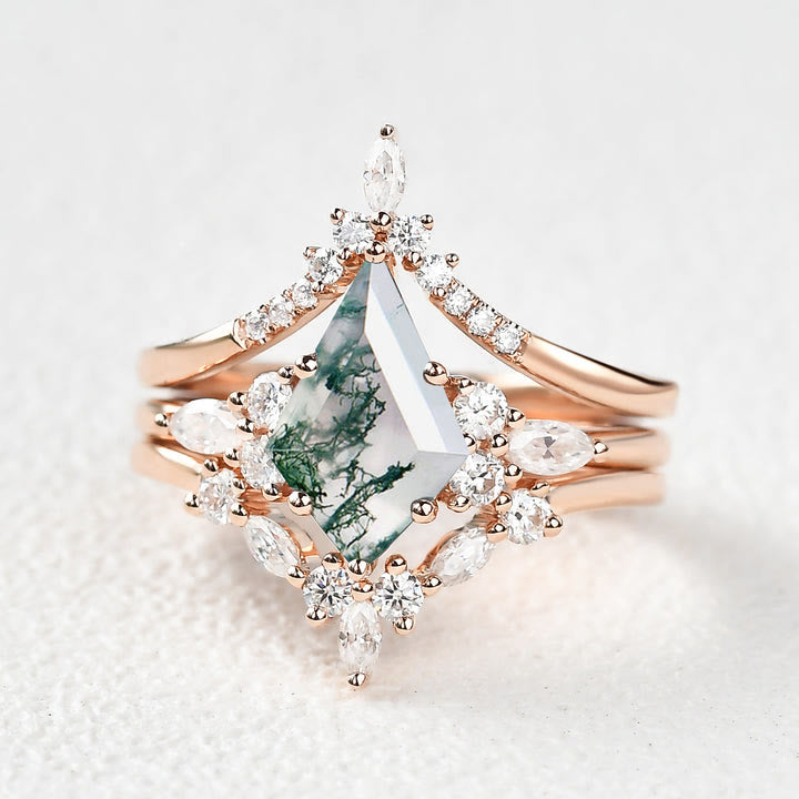 FREE Today: "Sense Of Tranquillity" 3 Pcs Natural Moss Agate Ring Set  - image 5