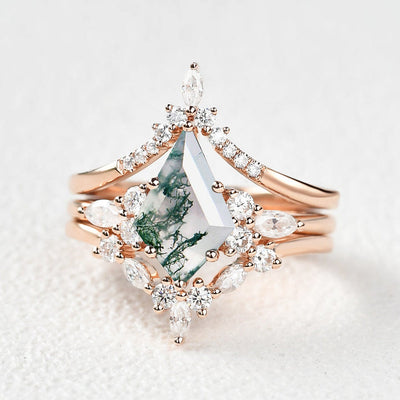 FREE Today: "Sense Of Tranquillity" 3 Pcs Natural Moss Agate Ring Set  - image 5