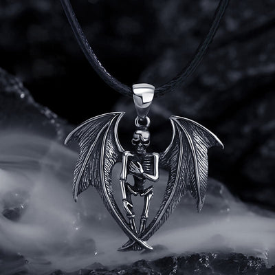 Winged Vampire Skull Necklace