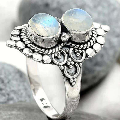 Olivenorma "Peace Source" - Double Moonstone Ring