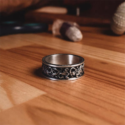 Men's Viking Carved Floral Leaf Ring