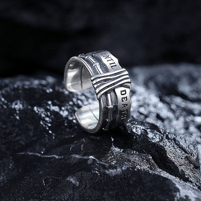 "Persistence"-S925 "UNTIL DEATH" Engraved Creative Ring