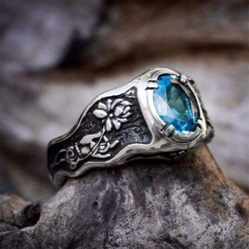 Olivenorma Buddhi Mudra - Swiss Blue Topaz Ring